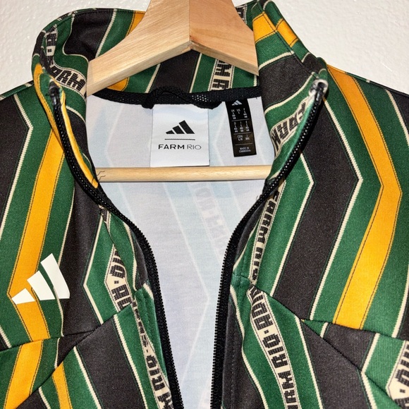 Adidas x Farm Rio Women’s Track Jacket Green Yellow Full Zip large - Picture 5 of 5